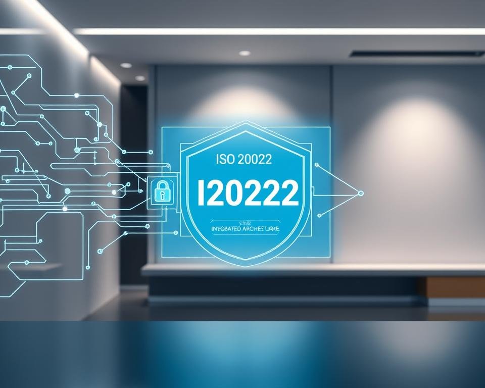 A secure digital financial transaction unfolding in a sleek, modern setting. The foreground features a stylized depiction of cryptographic protocols and encryption algorithms intertwining to secure the data exchange. The middle ground showcases a holographic display depicting the ISO 20022 standard's integrated architecture, highlighted by clean lines and geometric shapes. In the background, a minimalist banking interface projects an aura of trust and reliability, with subtle lighting casting a soft glow across the scene. The overall atmosphere conveys a sense of technological sophistication, emphasizing the role of advanced cryptography in optimizing cross-border payments within the ISO 20022 framework.