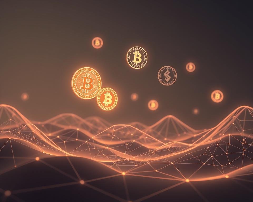 Efficient international payments, a digital landscape of secure transfers. Sleek wireframe structures in muted tones, conveying a streamlined, technological aesthetic. Glowing cryptocurrency symbols and ISO 20022 icons float ethereally, representing the cryptographic protocols that enable optimized cross-border transactions. Soft, ambient lighting casts a serene, futuristic atmosphere, while abstract geometric patterns suggest the complex mathematical foundations powering this seamless financial ecosystem. The composition strikes a balance between form and function, capturing the essence of streamlined, cutting-edge international payment systems.